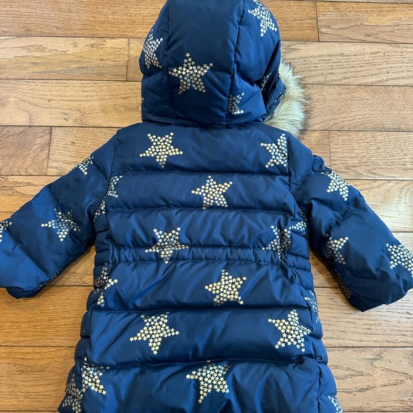 EUC almost new Baby Gap navy blue gold star down jacket size 12-18 months unisex - Picture 2 of 8